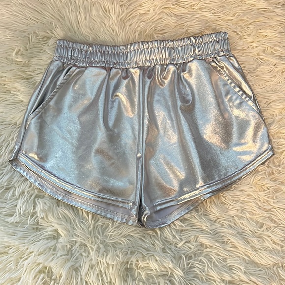 PESION Women's Metallic Shiny Shorts Sparkly Rave Hot Short Pants. Size Small - Picture 2 of 11